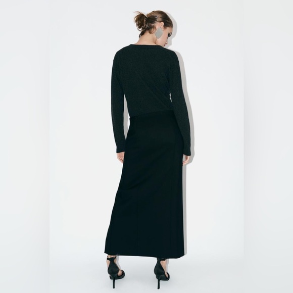Zara SLIT WOOL SKIRT ZW COLLECTION. Black. Size XS. New with Tags. - Picture 3 of 10